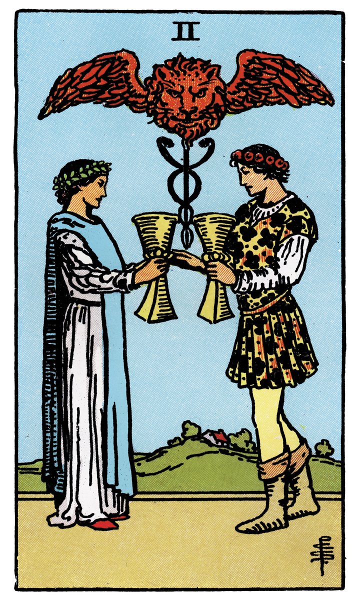 Two of Cups — William Rider & Sons tarot card