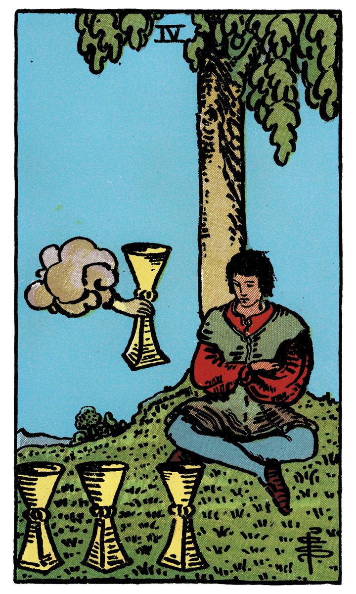 Four of Cups — William Rider & Sons tarot card