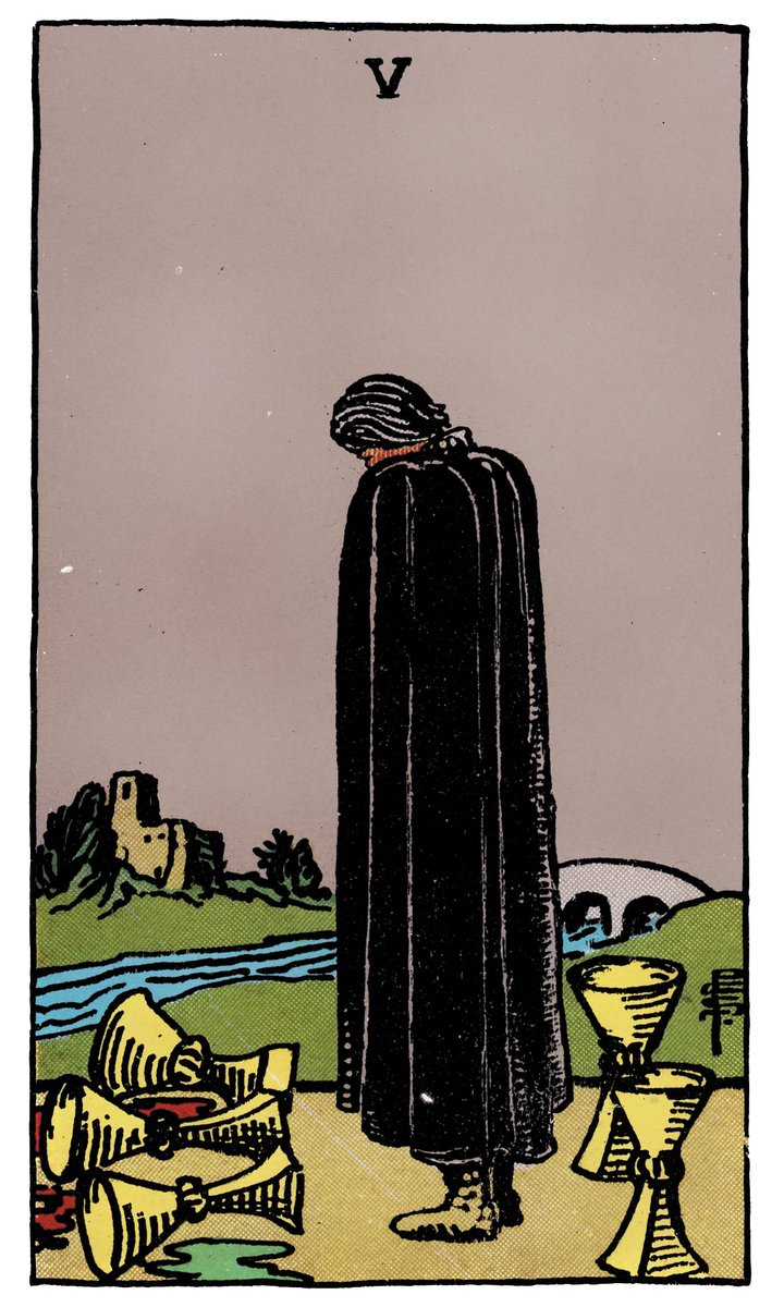 Five of Cups — William Rider & Sons tarot card