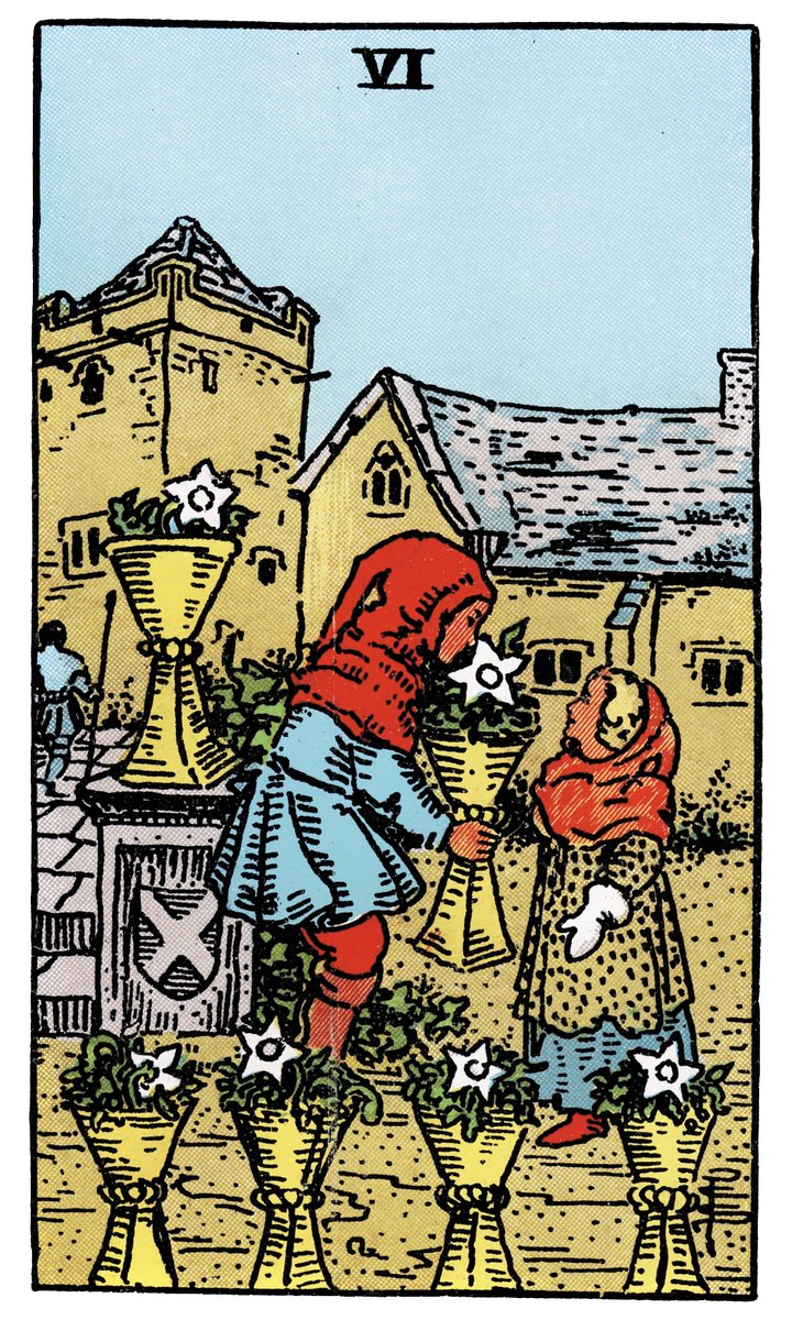 Six of Cups — William Rider & Sons tarot card