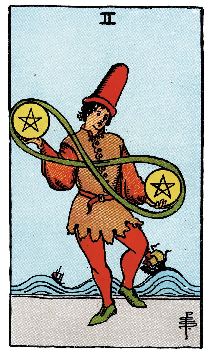 Two of Pentacles — William Rider & Sons tarot card
