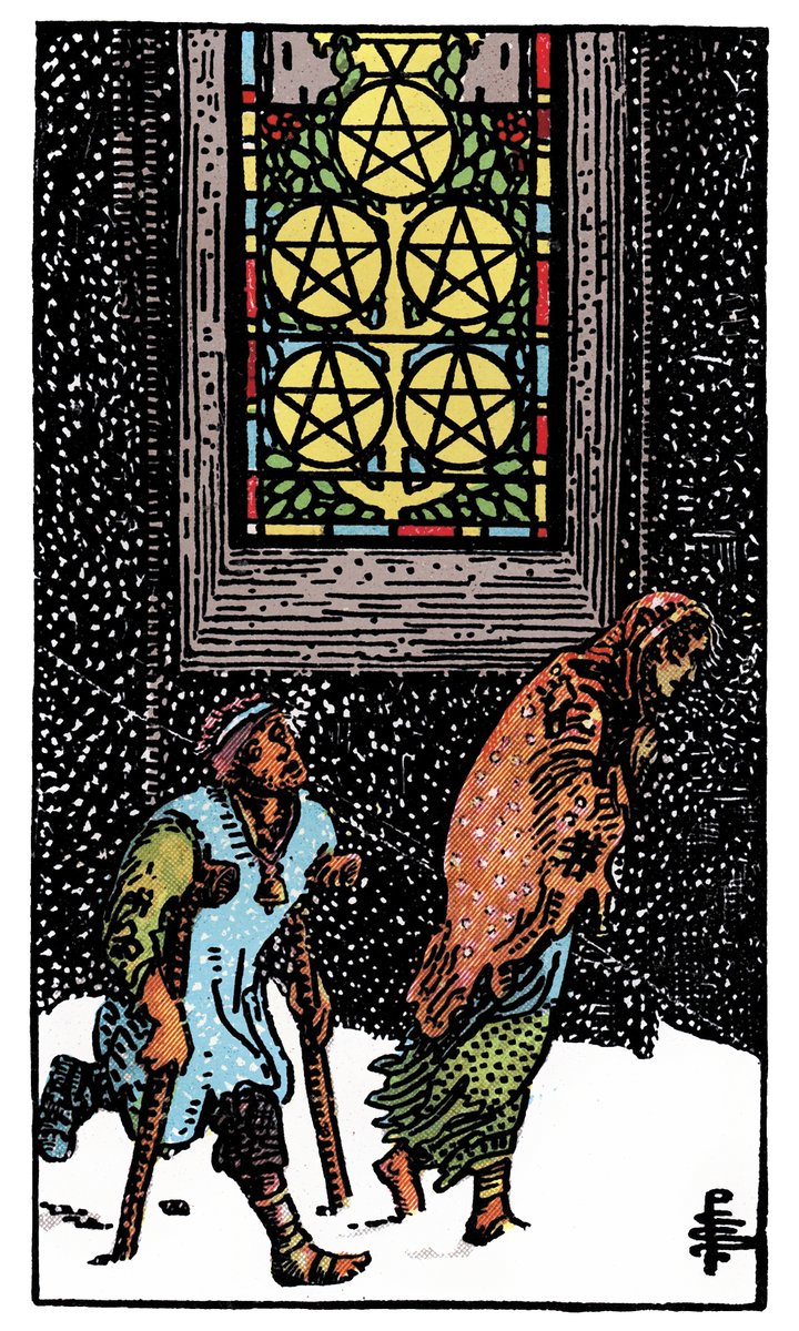 Five of Pentacles — William Rider & Sons tarot card