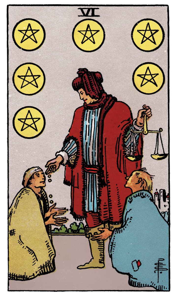 Six of Pentacles — William Rider & Sons tarot card