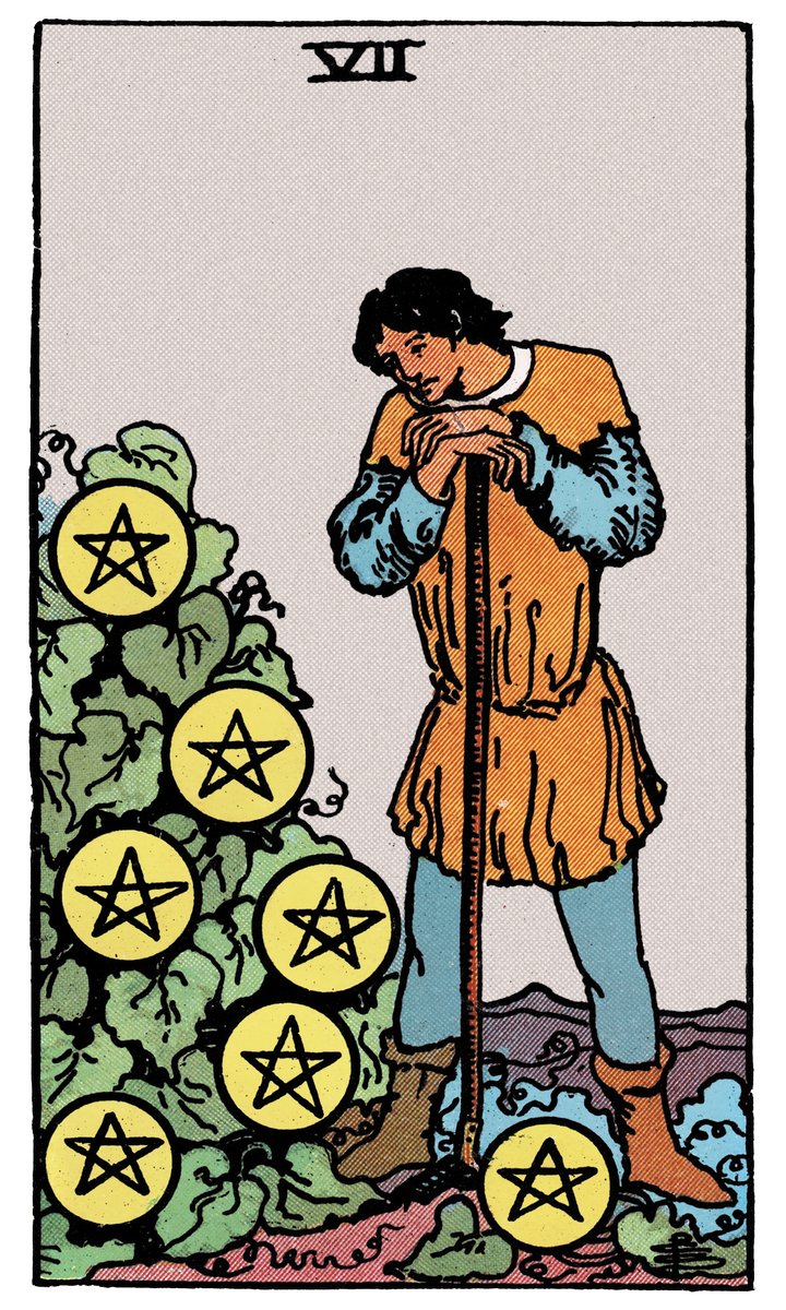 Seven of Pentacles — William Rider & Sons tarot card