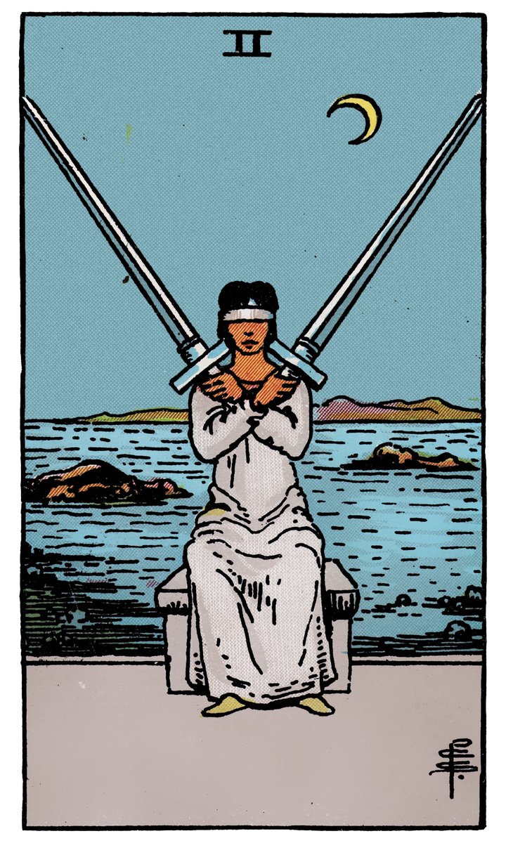 Two of Swords — William Rider & Sons tarot card