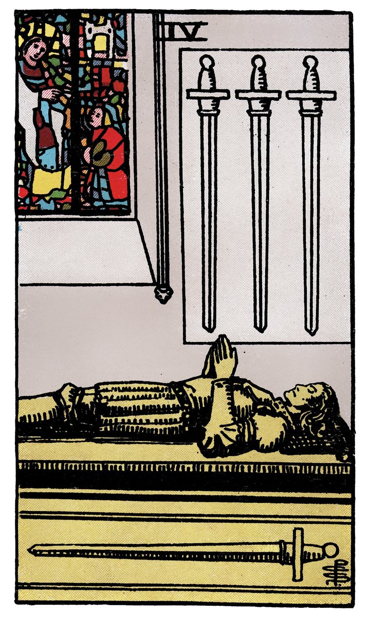 Four of Swords — William Rider & Sons tarot card