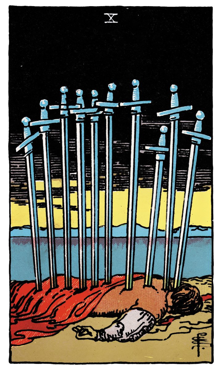 Ten of Swords — William Rider & Sons tarot card