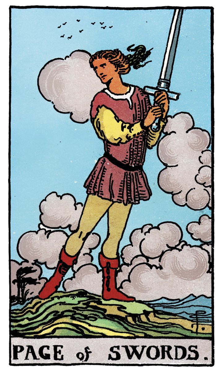 Page of Swords — William Rider & Sons tarot card