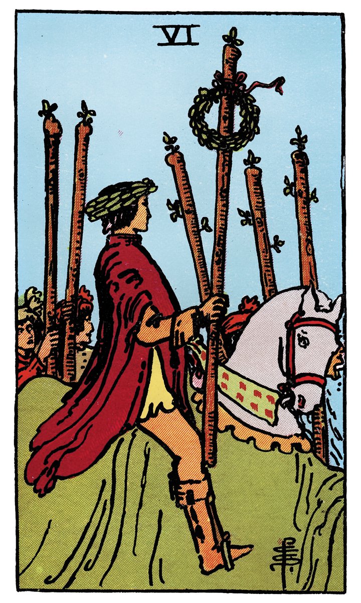 Six of Wands — William Rider & Sons tarot card