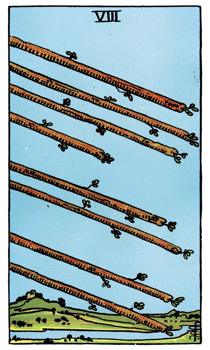 Eight of Wands — William Rider & Sons tarot card